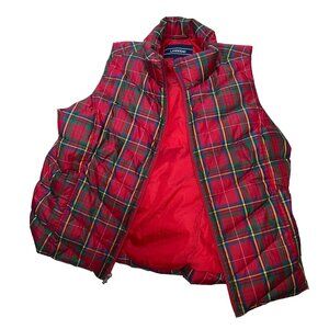 Lands' End Women's Red Plaid Vest